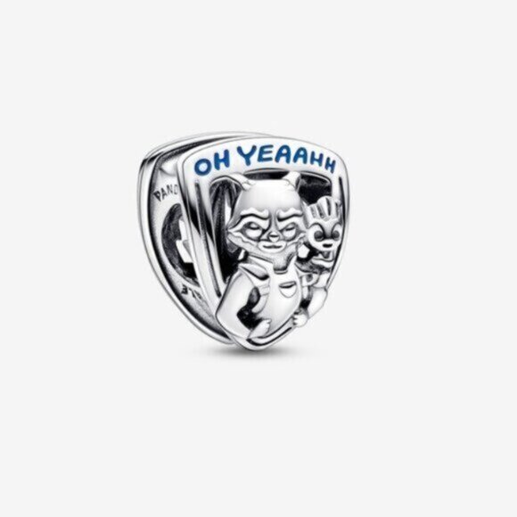 🌺Pandora Marvel Guardians of the Galaxy Rocket Raccoon & Groot Emblem Charm - Picture 1 of 4